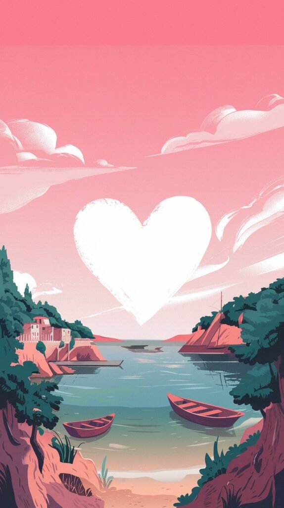 Refresh Your Space with Stunning 10+ Pink Wallpapers 6 an illustration of a serene coastal scen zphTj2TBSOeeFGKlRuZ OA AL79m2FPSWqu p9LgMjJDQ