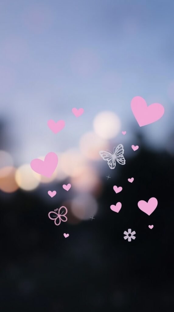 15+ Cute Girly Wallpapers for iPhone & Android Aesthetic HD 10 Blurred bokeh cool color palette pastel pink lavender baby blue peach hearts clouds butterflies sparkles floral patterns Polaroid collage minimalist icons soft dreamy modern girly aesthet