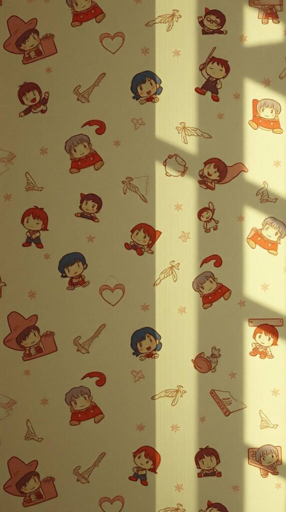20+ Vintage Aesthetic iPhone Lockscreen Wallpapers for Dark & Moody Vibes 2 Cute vintage wallpaper with faded cartoon graphics soft textures light wear 90s aesthetic film like composition diffused shadows subtle illumination gentle soft light dramatic cinematic style