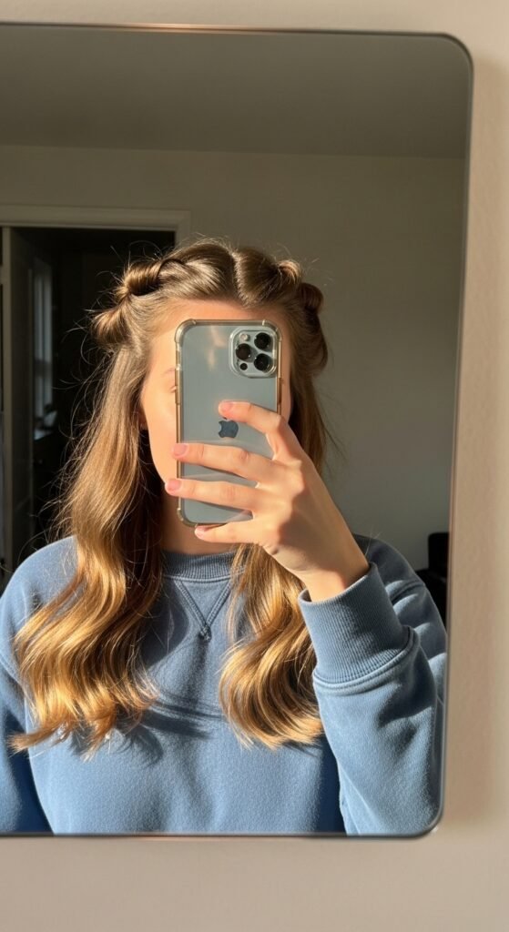 15 Half Up Half Down Hairstyles That Always Look Effortlessly Beautiful 2 Whisk 752302c290a9b238bd24bfd15f4781f1dr