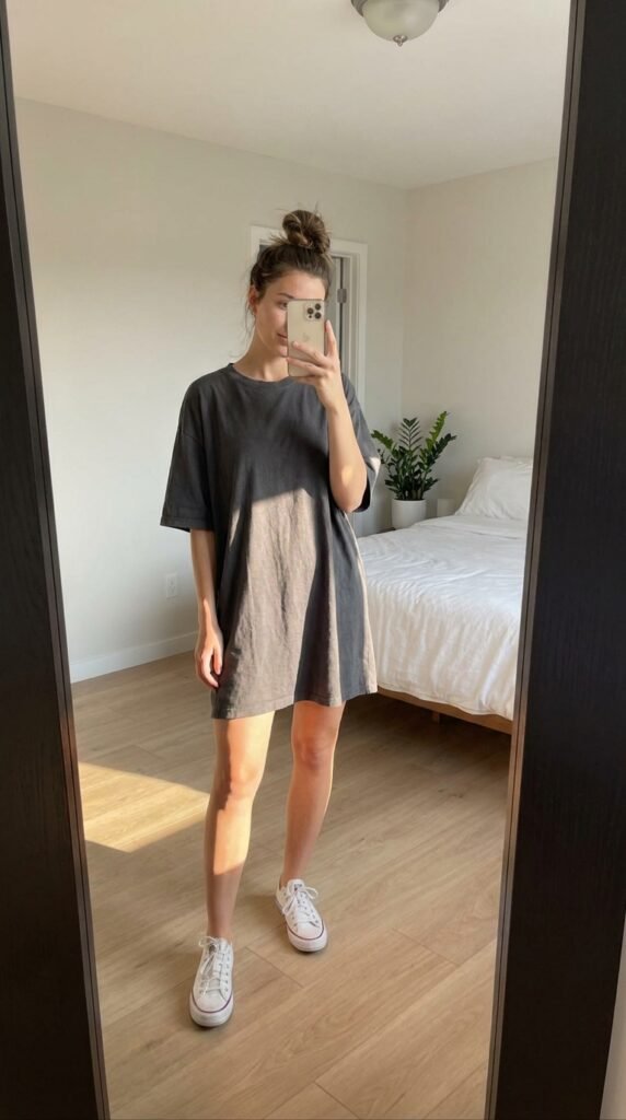 10 Airport Outfit Ideas for Summer I Actually Wear 5 4. T Shirt Dress 202604161741