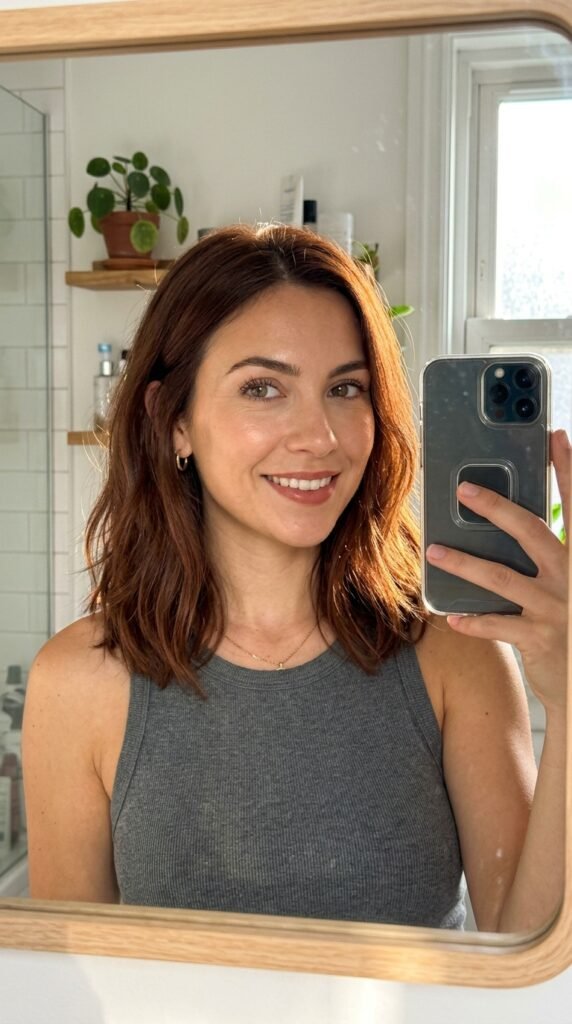 Chestnut brown iPhone mirror selfie 202604292341