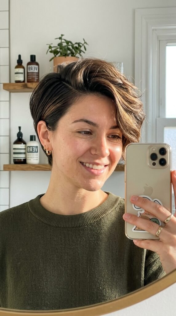 Side parted short hair 202604250113