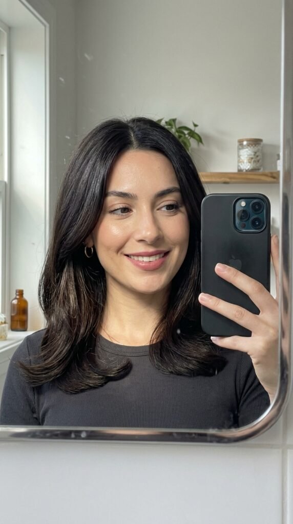 iPhone mirror selfie brown 202604292339