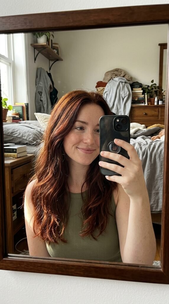 Auburn red hair selfie 202605141445