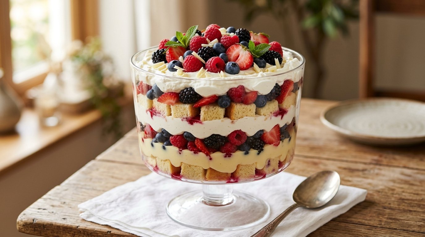 Berry trifle in glass bowl 202605181758