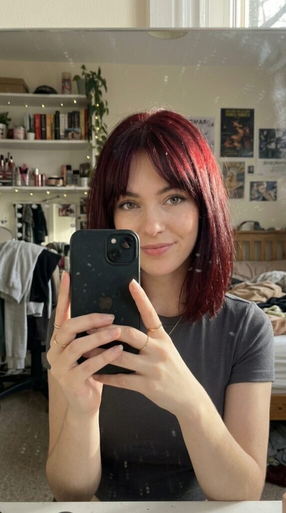 Cherry red hair selfie 202605141426