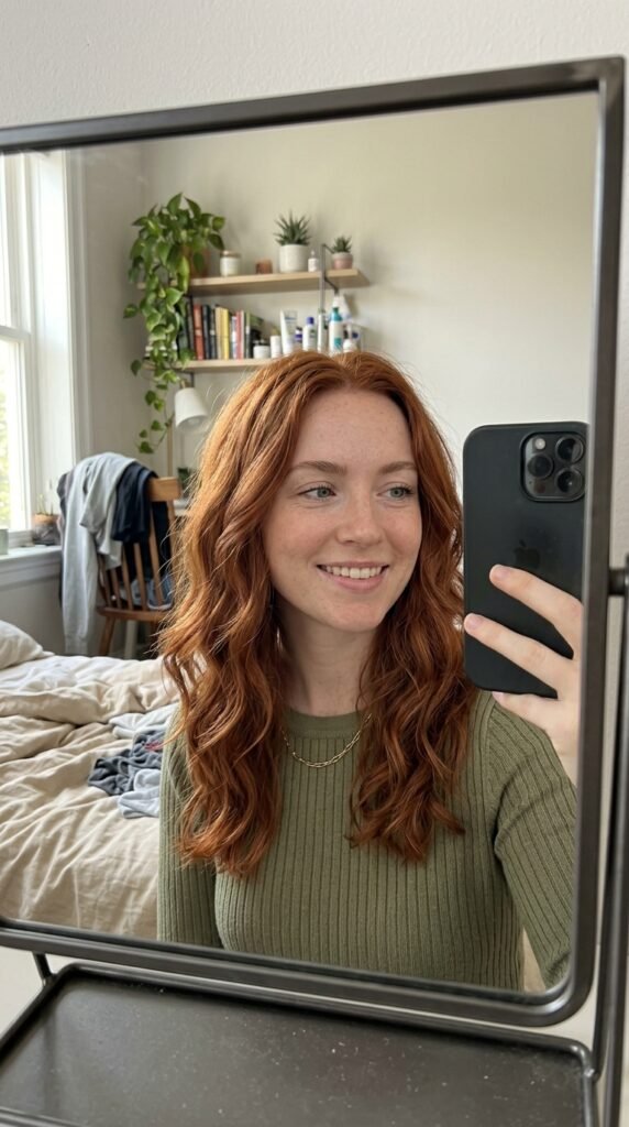 Cinnamon red hair selfie 202605141451