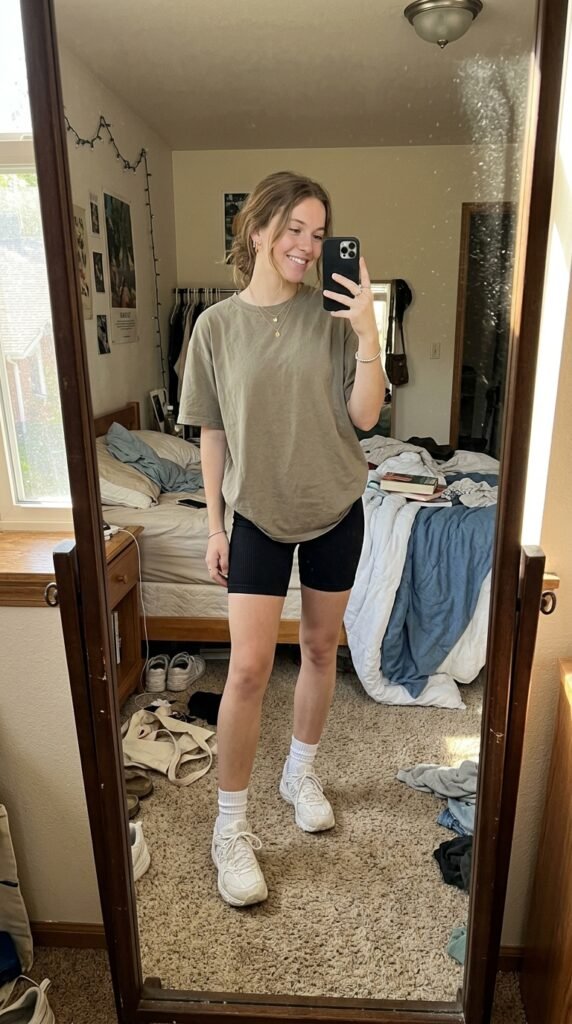 Girl taking mirror selfie bedroom 202605041802