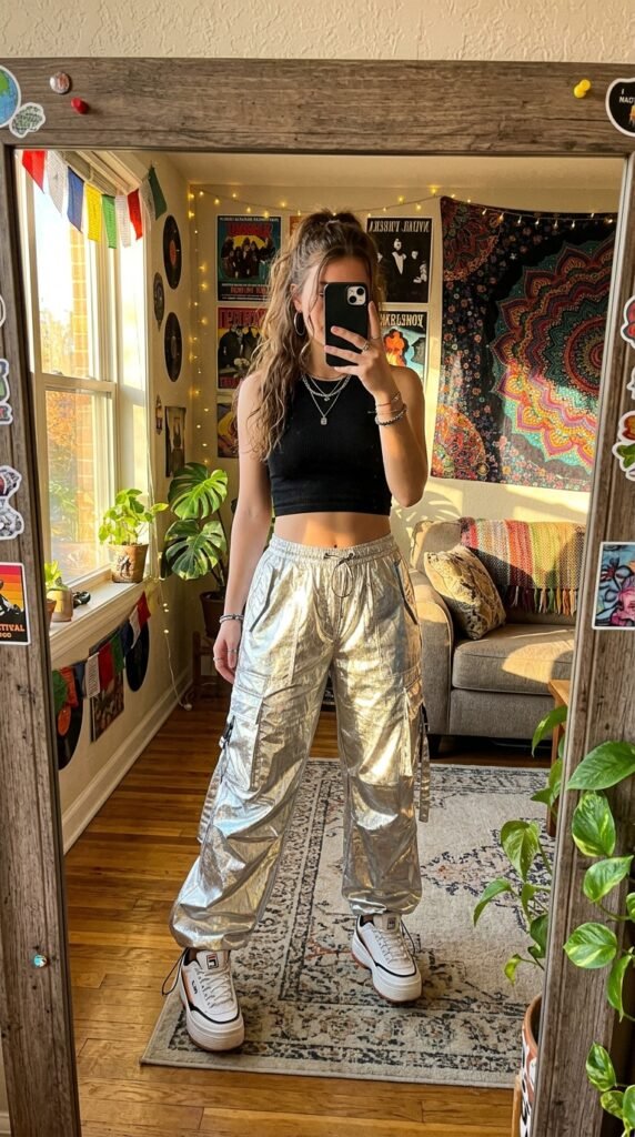 Girl taking mirror selfie metall… 202605211451