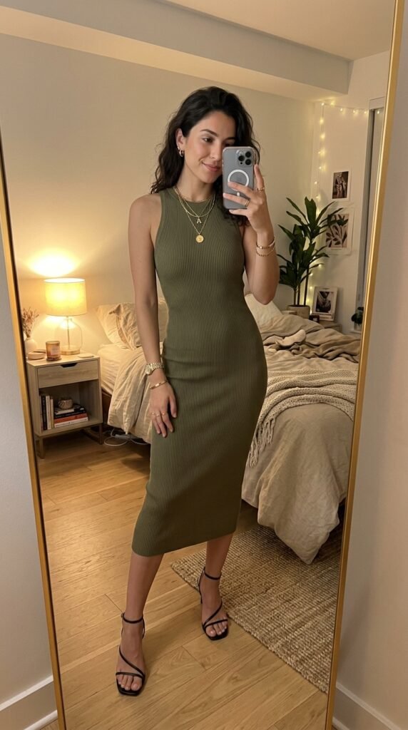 10 Summer Party Outfit Ideas I’d Actually Wear (Fun, Chic & So Easy ✨) 14 Girl wearing ribbed midi dress 202605111854