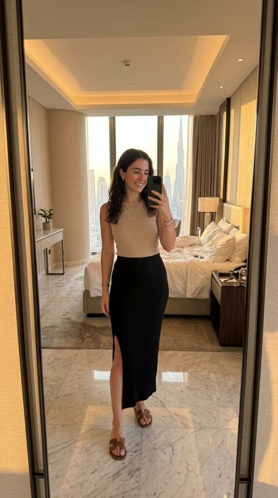 Girl wearing skirt and top 202605090036