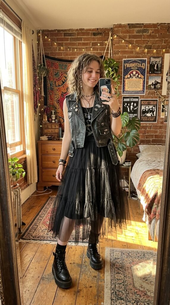 Girl wearing tulle skirt vest 202605211506
