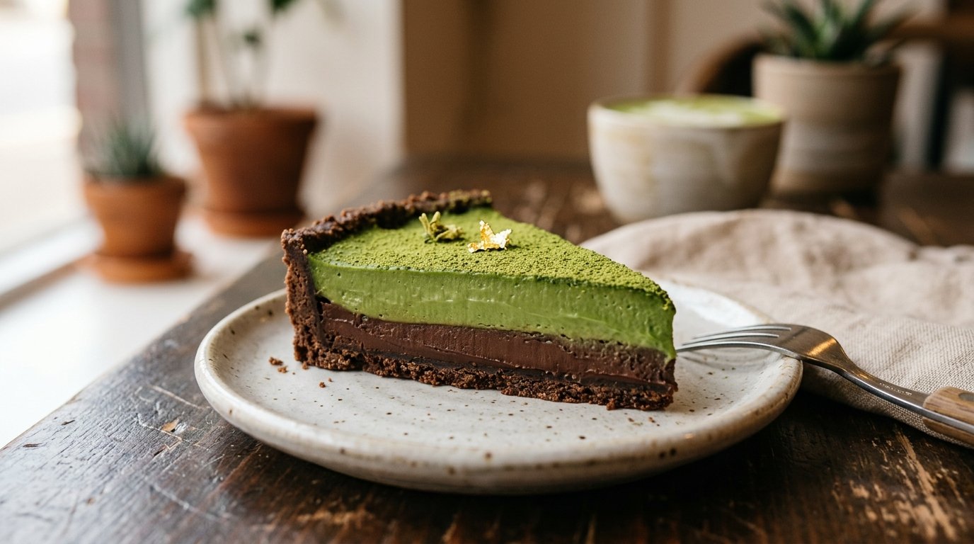 Matcha chocolate tart slice 202605081557