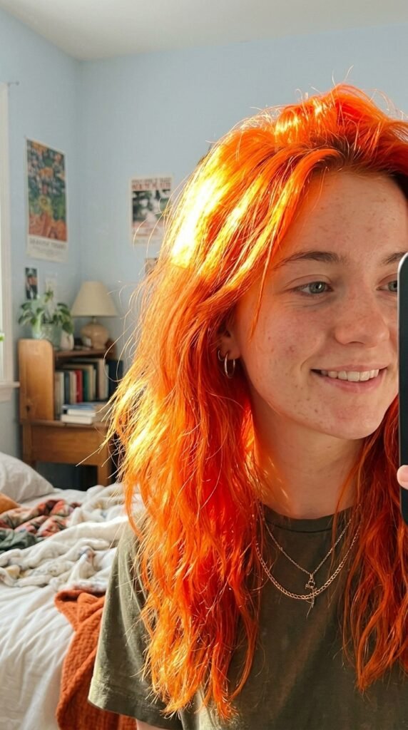 Orange red hair selfie bedroom 202605141453