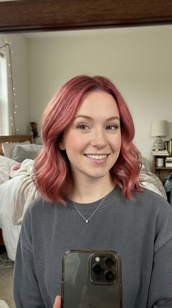 Rose red hair selfie 202605141457