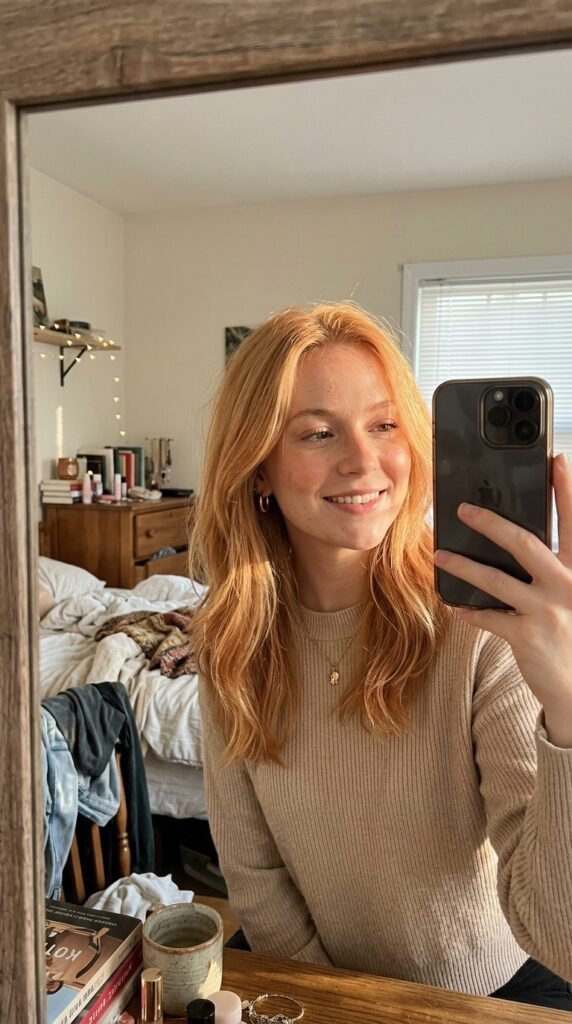Strawberry blonde hair selfie 202605141444