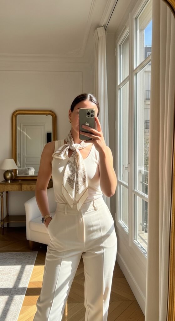 10 Paris Summer Outfit Ideas I’d Actually Wear 9 Woman taking iPhone mirror selfie 202605231756