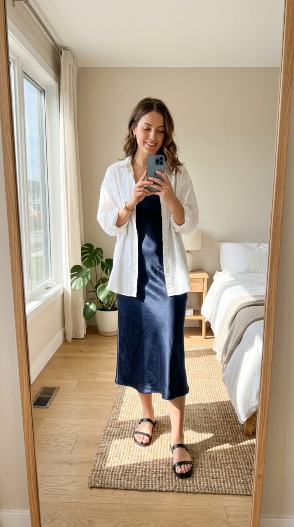 15 Blue Summer Dress Outfit Ideas I’d Actually Wear 3 Woman taking iPhone mirror selfie 202605291542