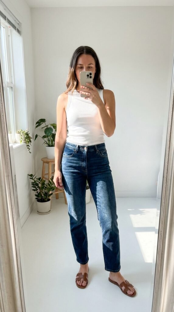 15 Jeans Summer Outfit Ideas That Are Stylish and Easy to Recreate 13 Woman taking mirror selfie 202605311447