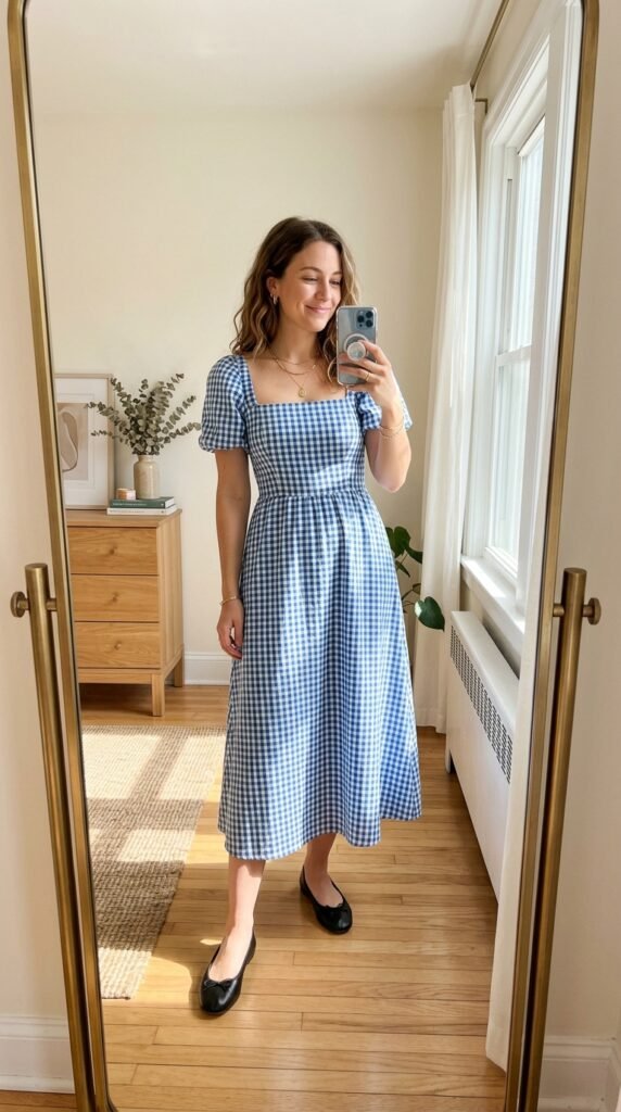 15 Blue Summer Dress Outfit Ideas I’d Actually Wear 8 Woman wearing blue dress selfie 202605291548