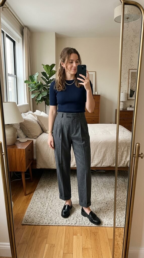 Woman wearing pleated trousers k… 202605160100