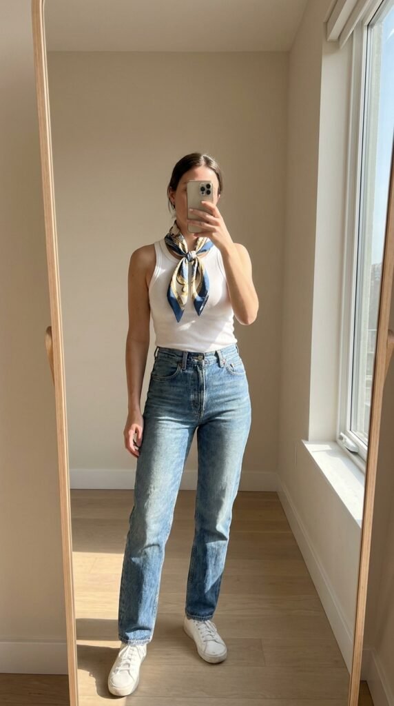 15 Jeans Summer Outfit Ideas That Are Stylish and Easy to Recreate 3 Woman wearing tank top jeans 202605311439