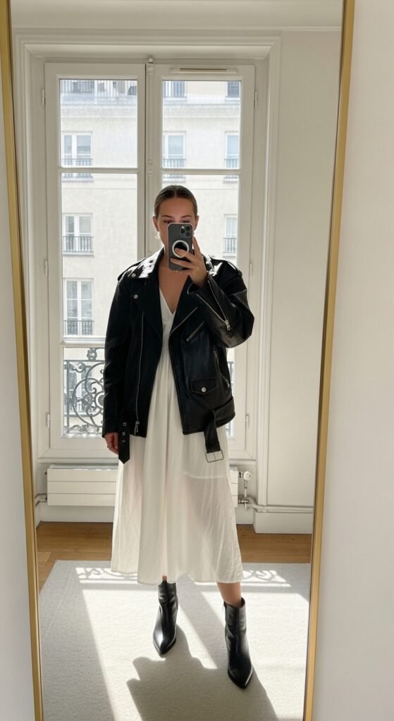 10 Paris Summer Outfit Ideas I’d Actually Wear 11 Woman wearing white dress leathe… 202605231758