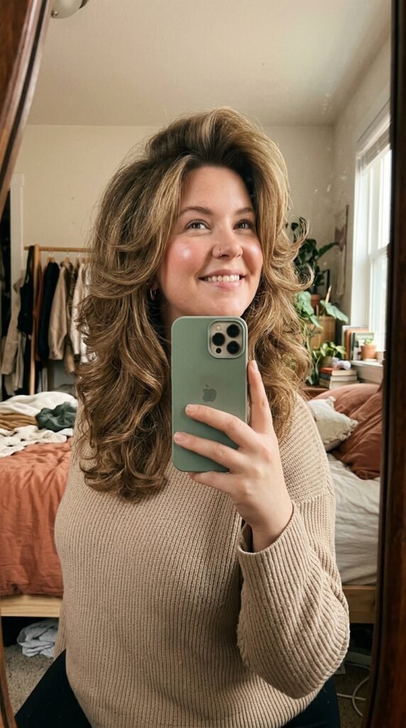 Woman with voluminous blowout hair 202605131539