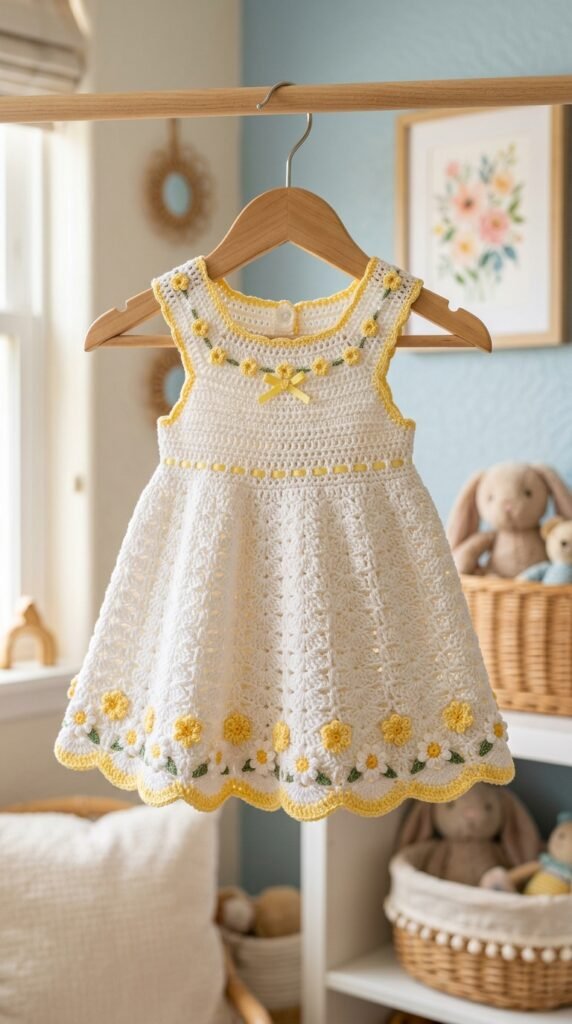 10 Adorable Crochet Baby Dress Patterns You'll Want to Make This Weekend 2 Crochet baby dress daisy details 202606031532