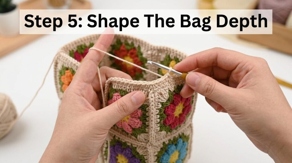 🌸 Crochet Flower Bag Pattern (Free & Beginner Friendly) 6 Crochet bag shaping depth 202606091757
