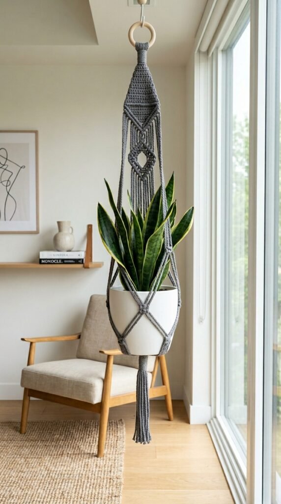Crochet plant hanger with planter 202606171640