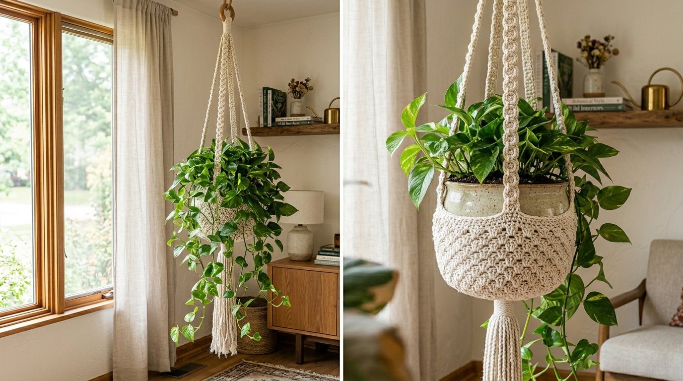 Crochet plant hanger with pothos 202606171654