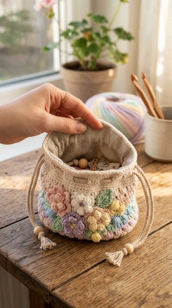 10 Crochet Pouch Pattern Free Ideas You'll Want to Make 4 Crochet pouch with floral details 202606131822