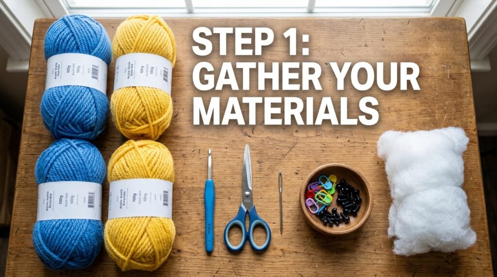 Crochet supplies on wooden table 202606051835