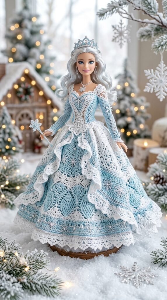 Tiny Wardrobe Magic: 10 Free Crochet Doll Clothes Patterns That Actually Work 3 Doll in crochet winter gown 202606101516