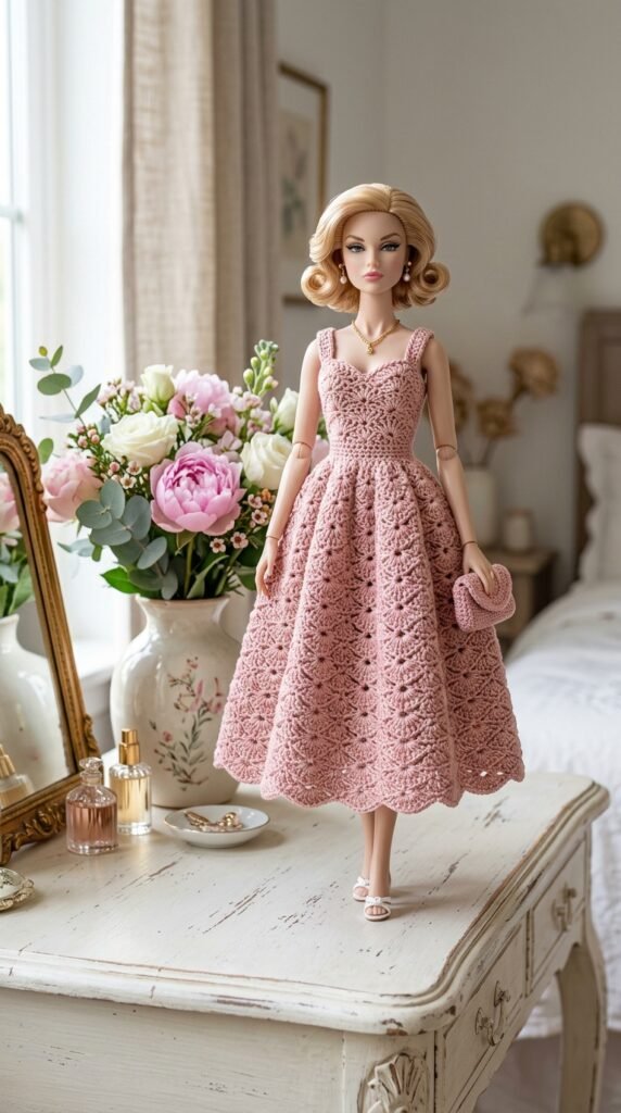 Tiny Wardrobe Magic: 10 Free Crochet Doll Clothes Patterns That Actually Work 2 Doll wearing crochet dress 202606101515