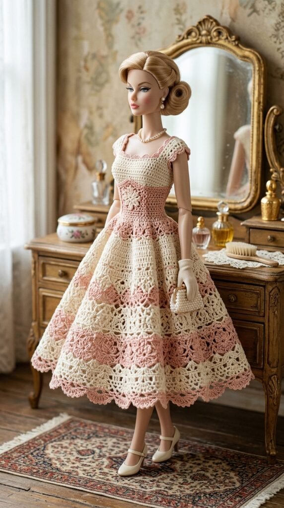 Tiny Wardrobe Magic: 10 Free Crochet Doll Clothes Patterns That Actually Work 10 Doll wearing crochet dress 202606101526