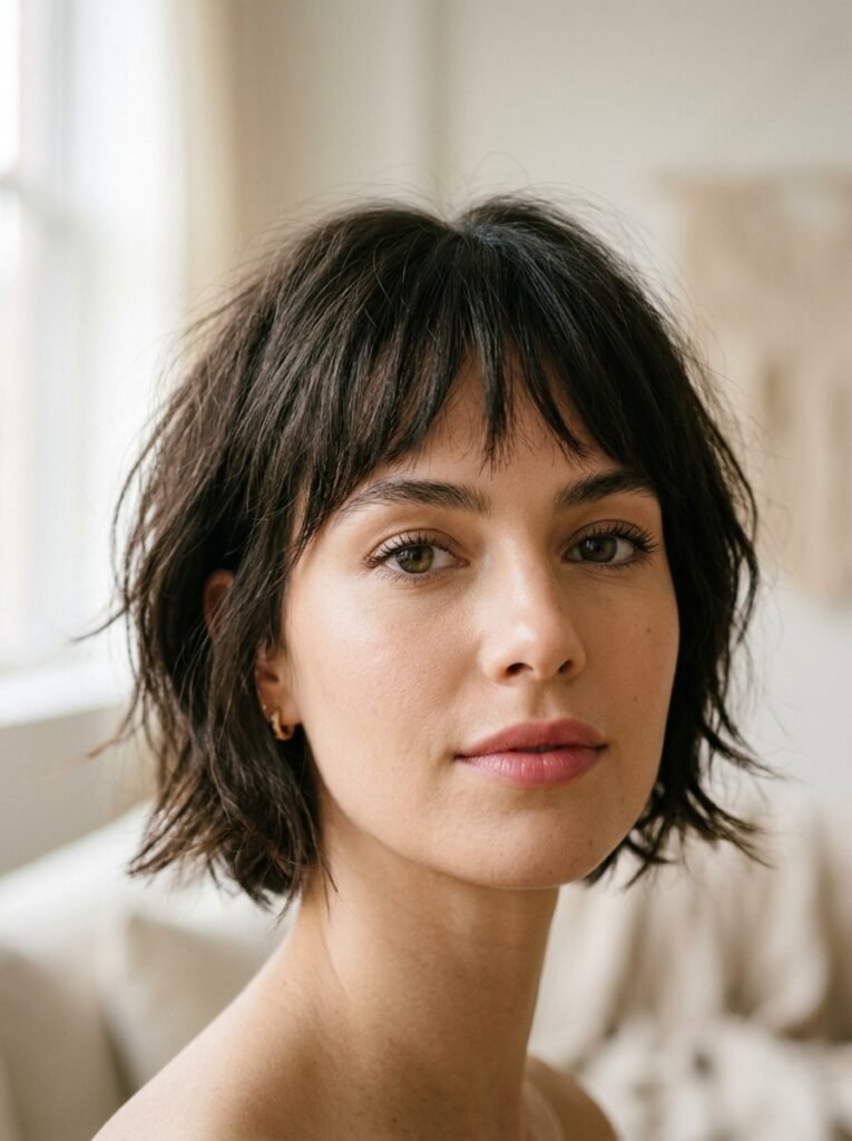 10 Choppy Bob Hairstyles That Add Instant Texture and Style 8 Elegant close up portrait showing only 202606240044