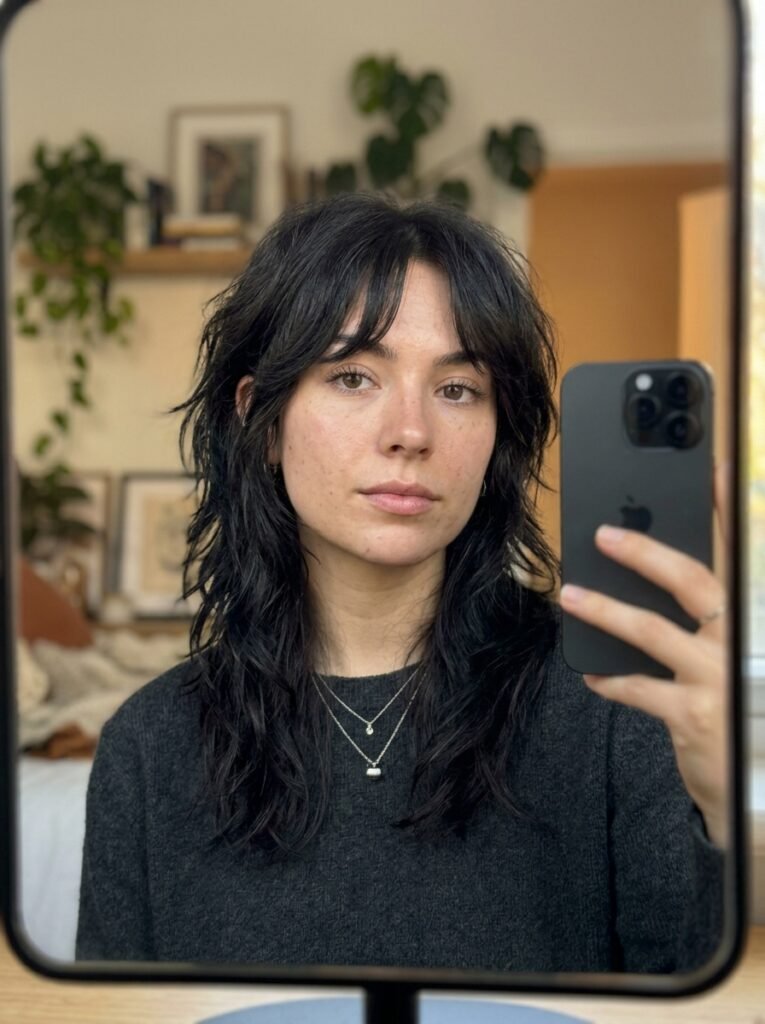 7 Mullet Wolf Cut Ideas for Women That Are Trending Right Now 6 Girl taking iPhone selfie 202606202357