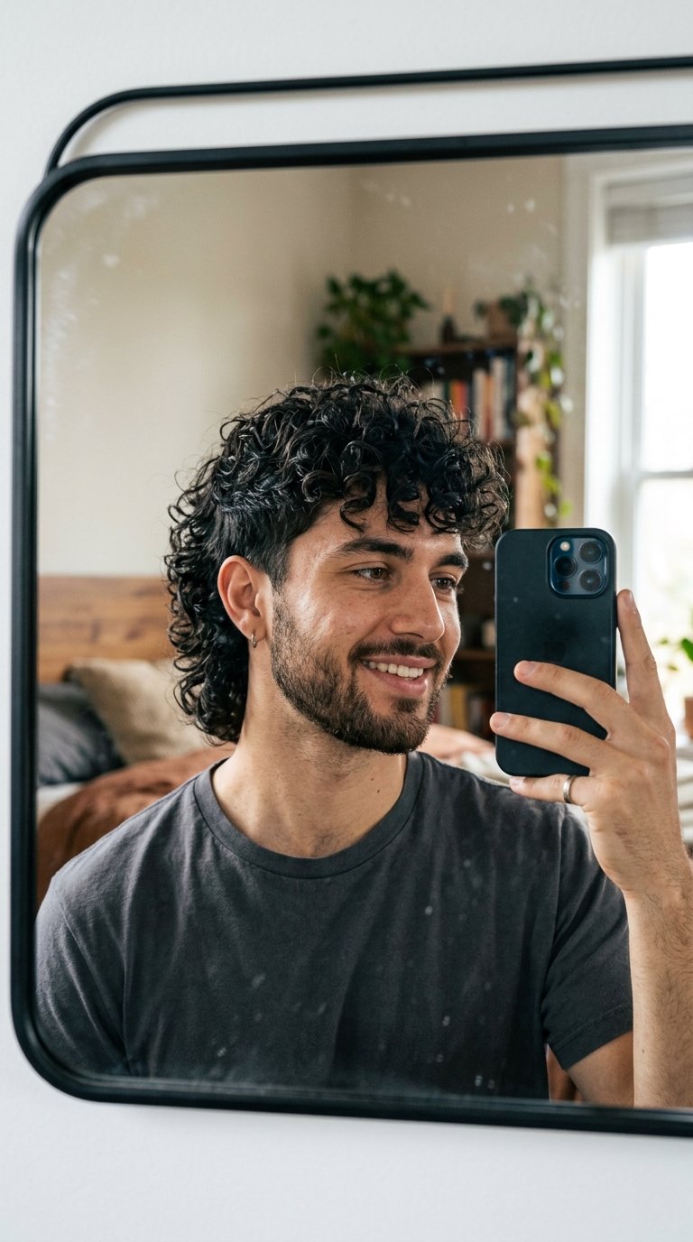 Man taking iPhone mirror selfie 202606300039