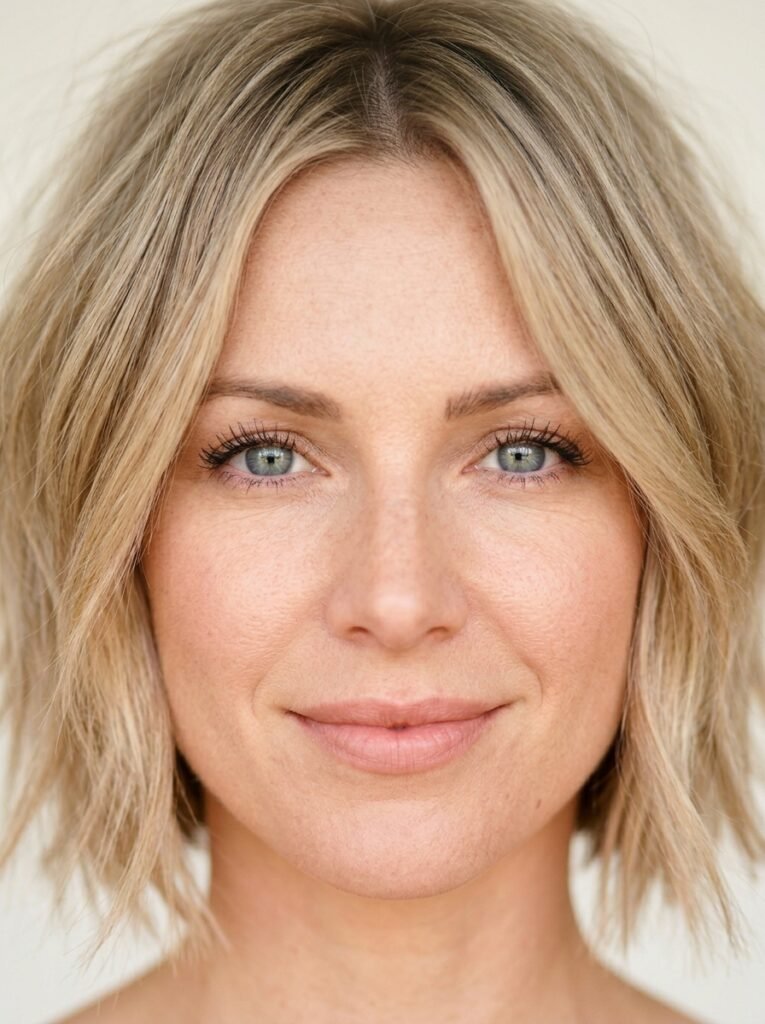 10 Choppy Bob Hairstyles That Add Instant Texture and Style 7 Photorealistic beauty headshot showing only 202606240043