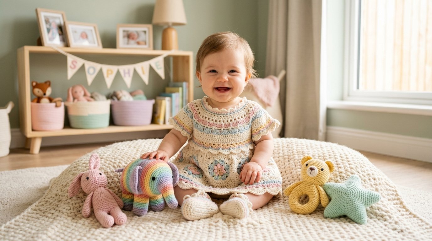 Smiling baby girl on blanket 202606031545