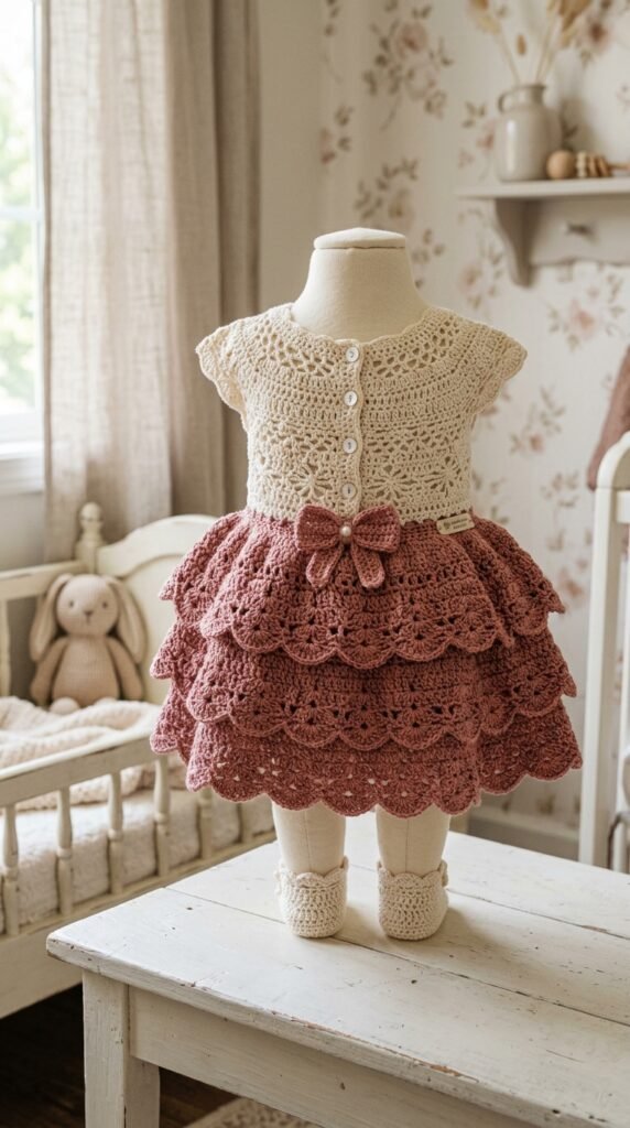 10 Adorable Crochet Baby Dress Patterns You'll Want to Make This Weekend 11 Two tone crochet baby dress 202606031541