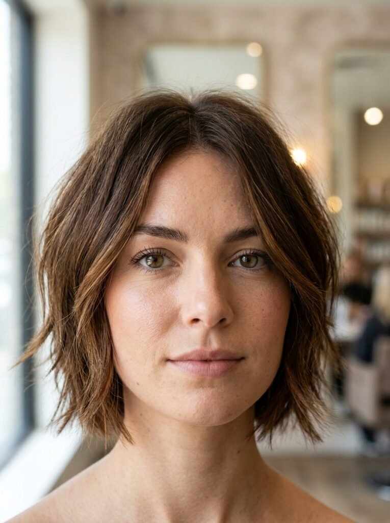 10 Choppy Bob Hairstyles That Add Instant Texture and Style 11 Ultra realistic close up portrait showing only 202606240046