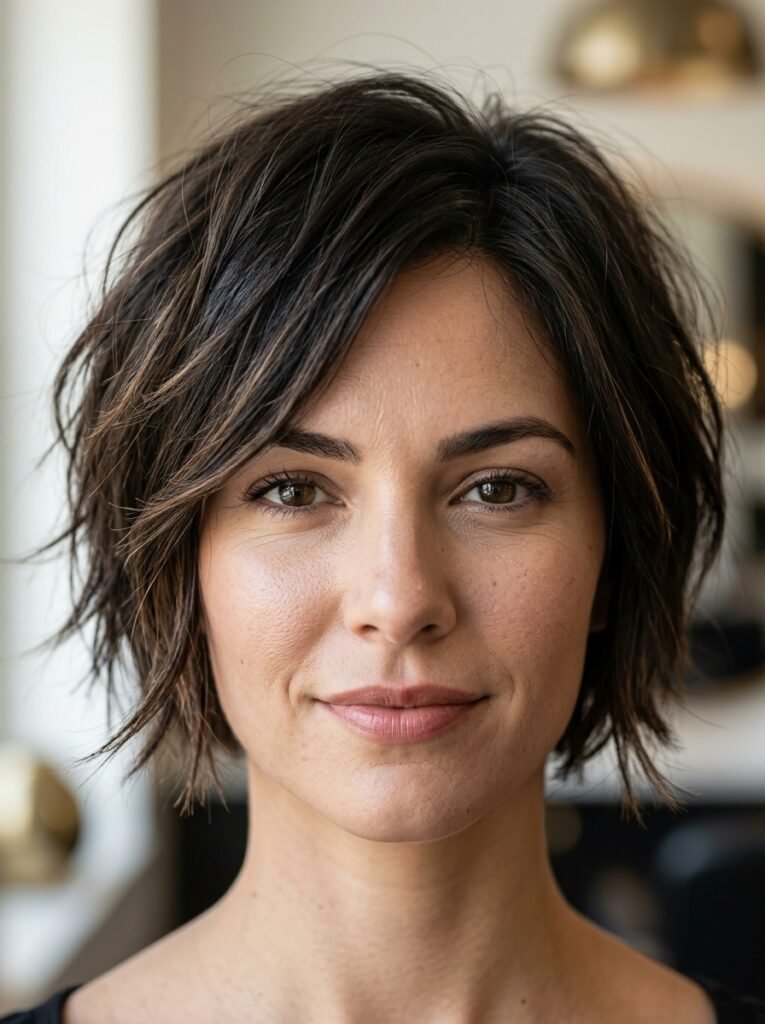 10 Choppy Bob Hairstyles That Add Instant Texture and Style 4 Ultra realistic headshot showing only the 202606240038