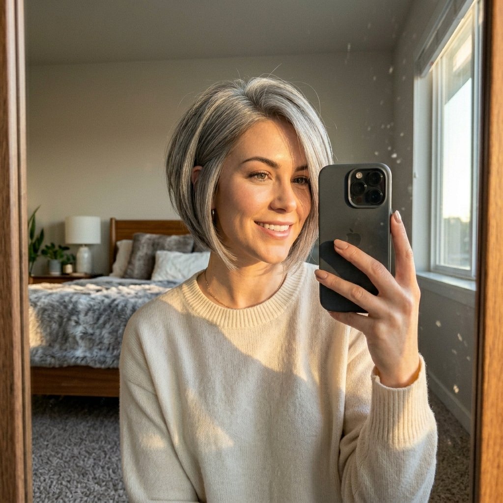 10 Grey Bob Hairstyles That Look Chic, Modern, and Timeless 9 Woman showing grey bob haircut 202606181740