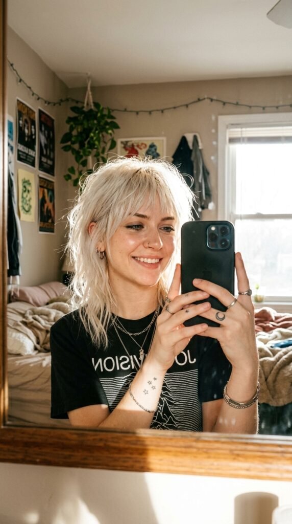 Woman with blonde emo shag 202606191726