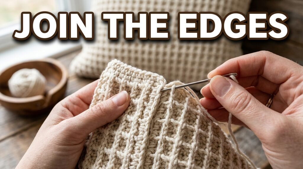 Waffle Pillow Crochet Pattern Free 7 Yarn needle joining pillow cover 202606201804