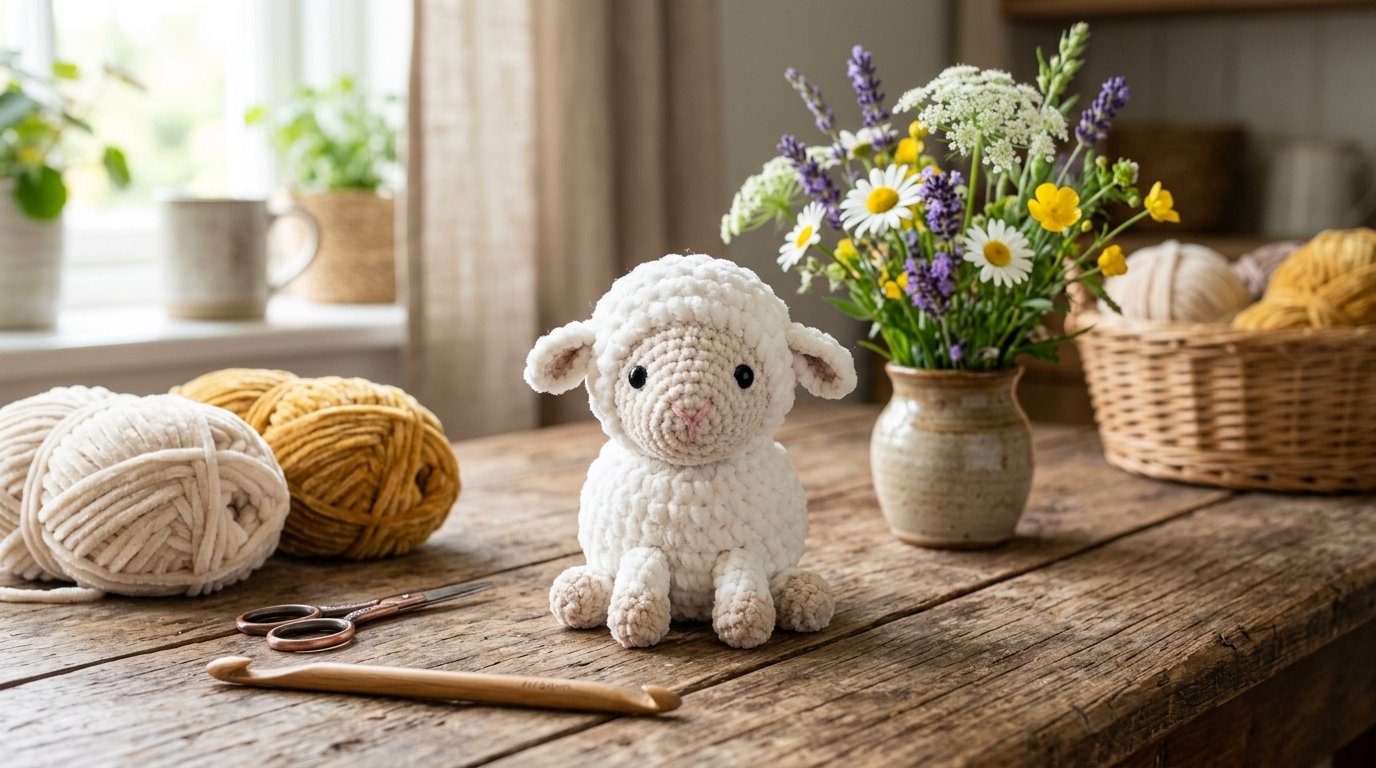 A cute handmade crochet sheep 202607020048